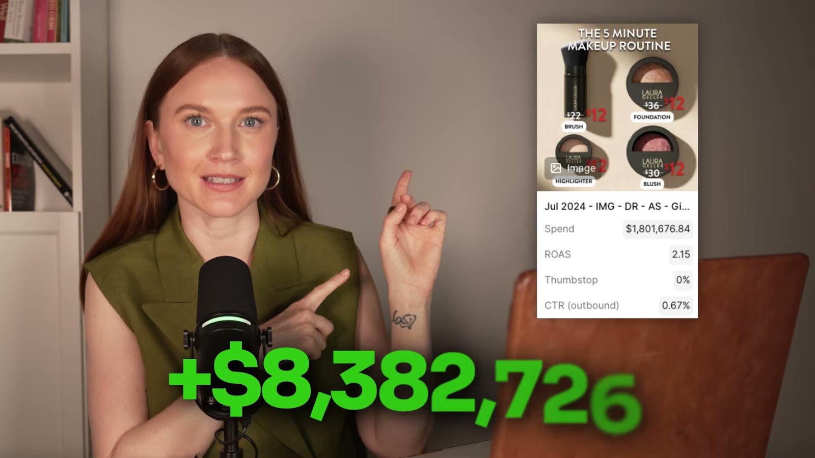 Static ad ของ Laura Geller ที่หน้าตาธรรมดาแต่ทำ Spend กว่า $1.8M — ตัวอย่าง Top Performer จริงจากคลิป