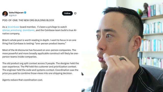 โพสต์ของ Gokul Rajaram — POD-OF-ONE: THE NEW ORG BUILDING BLOCK ที่ Coinbase กำลังทดสอบ (ภาพจากคลิป YouTube ต้นทาง)
