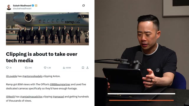 โพสต์ Clipping is about to take over tech media — Ramp / Lovable / Replit แห่ตัดคลิป CEO (ภาพจากคลิป YouTube ต้นทาง)